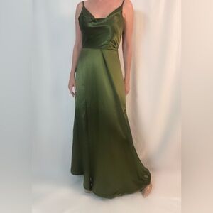 Azazie Olive Satin Dress